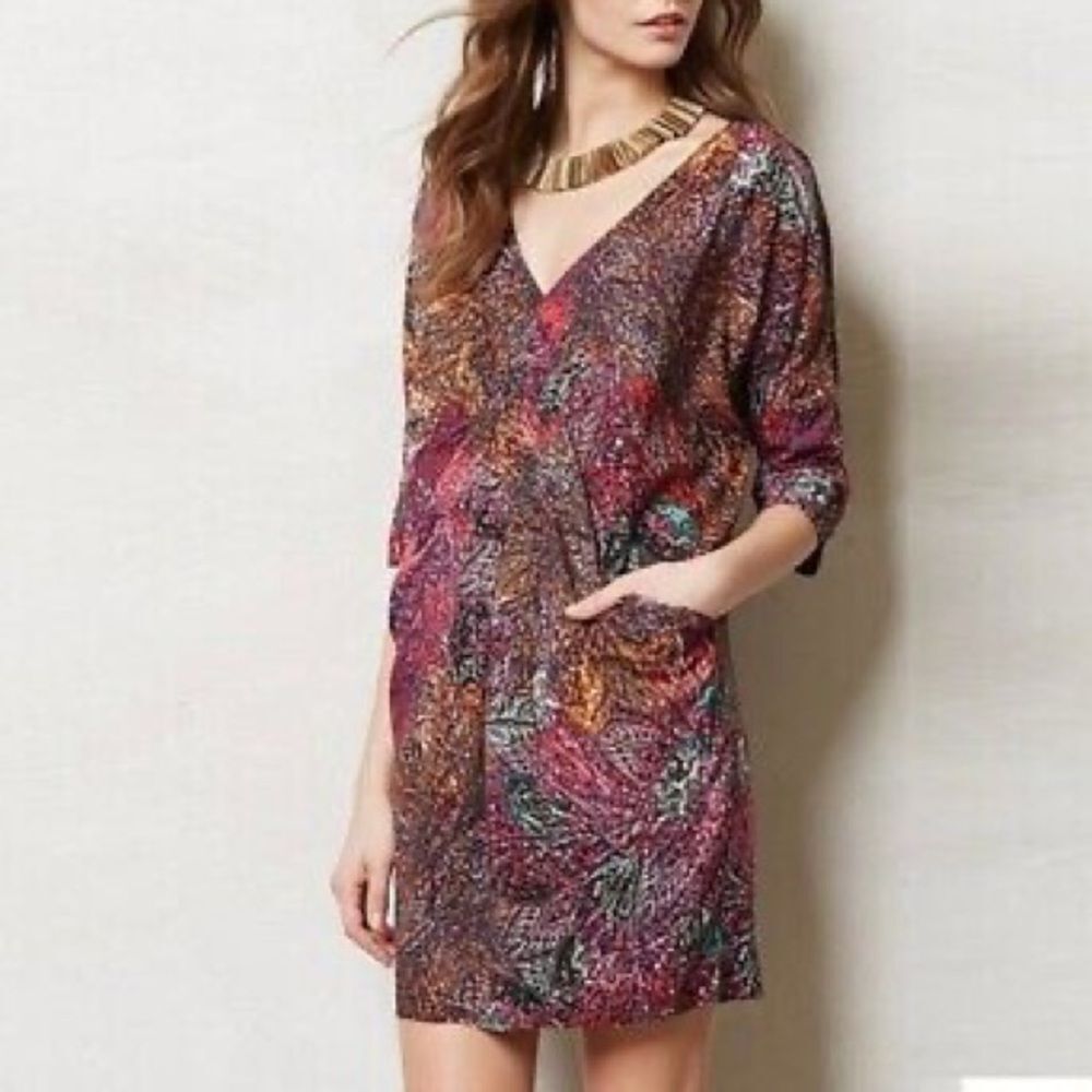Anthropologie Dress Size XS Edme & Esyllt Chromatique Tunic Batik Lagenlook